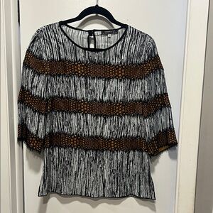 Chic Women's Striped Blouse - Black and Brown